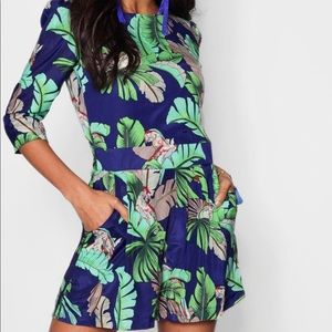 NWT BooHoo Tropical Print Romper